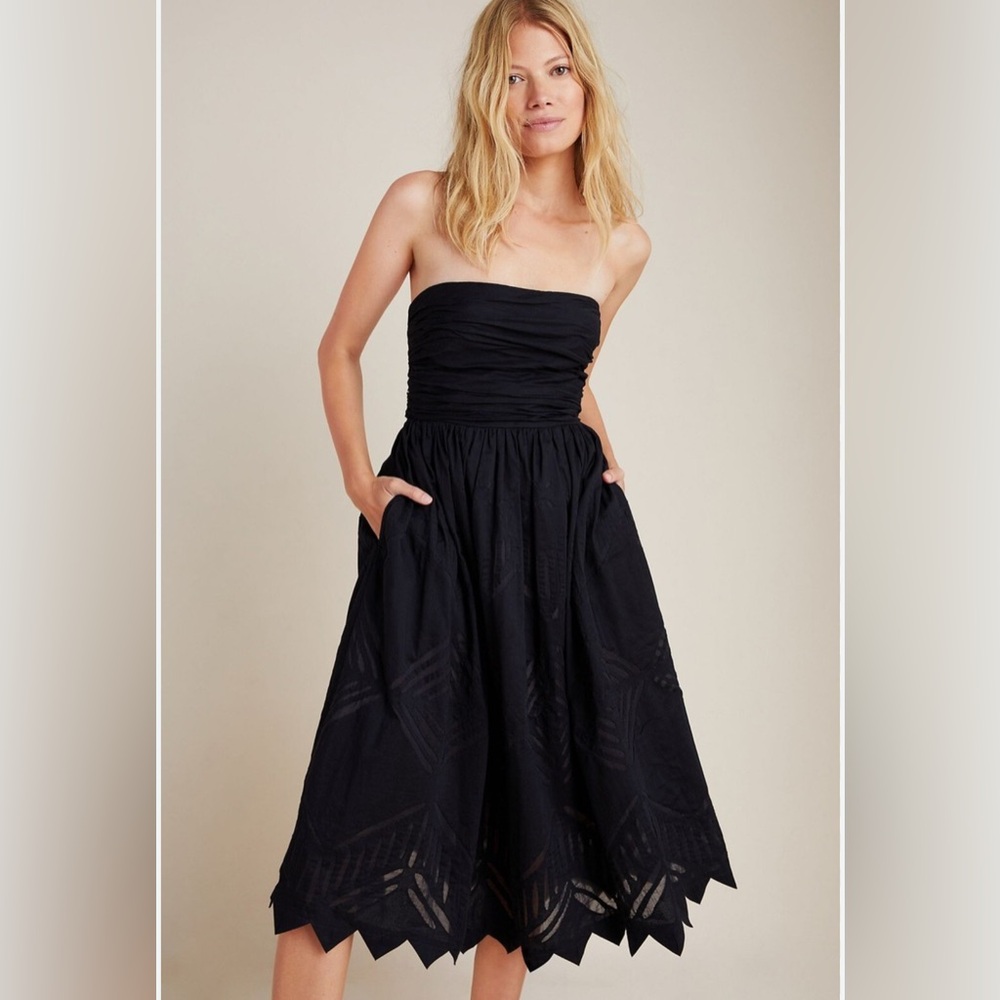 Anthropologie Black Strapless Dress